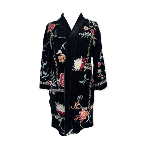 Black Velvet Flower Kimono